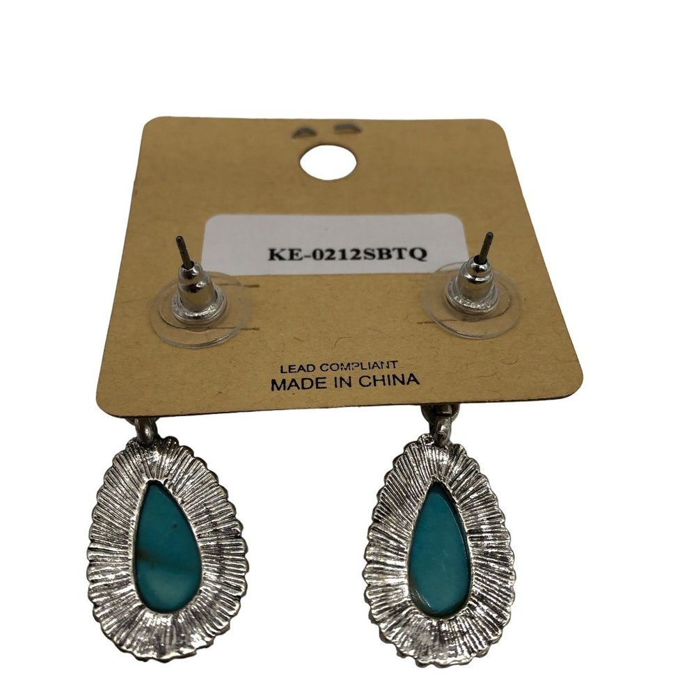 Earrings Women's Turquoise and Silver Pierced‎ Costume Jewelry - Picture 2 of 4